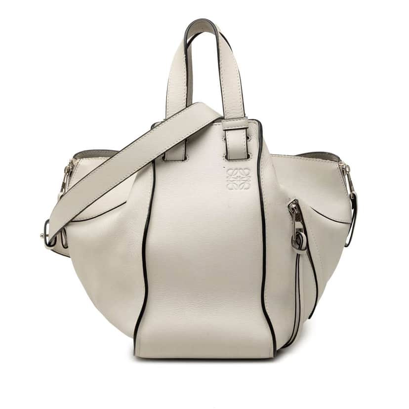 Loewe Small Leather Hammock Satchel White Leather Good condition - Front View