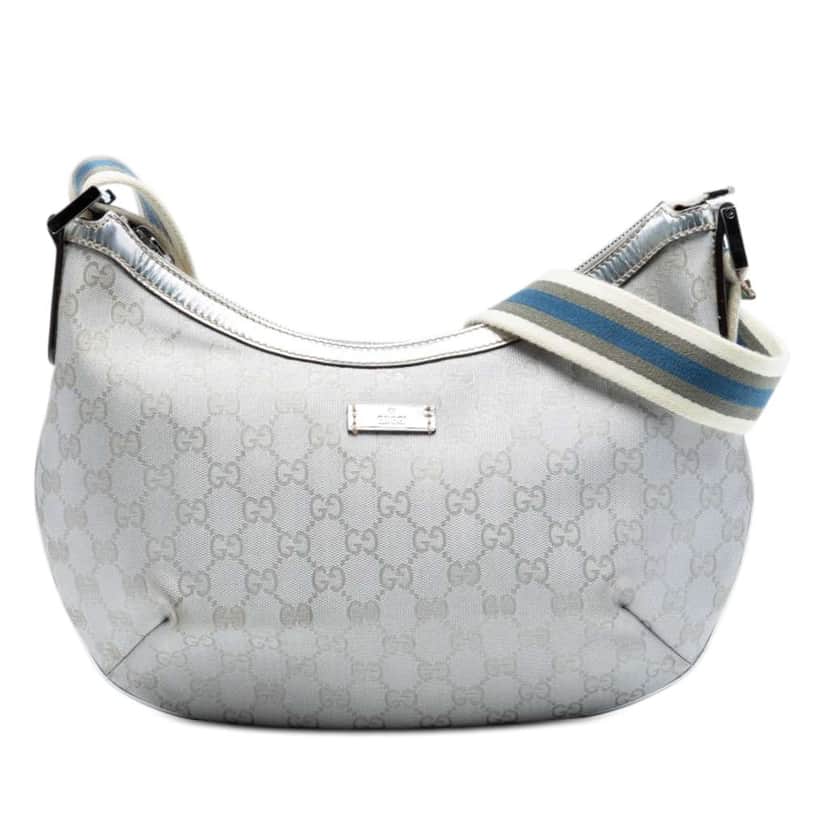 Gucci GG Imprime Web Crossbody Silver Canvas Good condition - Front View