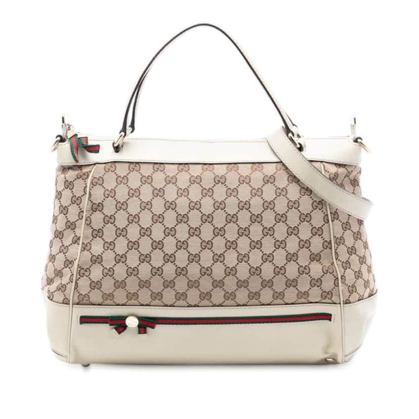 Gucci GG Canvas Web Mayfair Satchel Beige Good condition - Front View