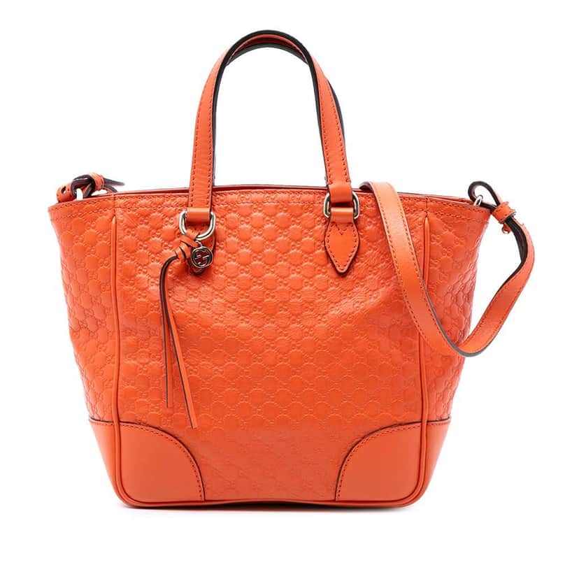 Gucci Small Microguccissima Bree Satchel Orange Leather Very good condition - Front View