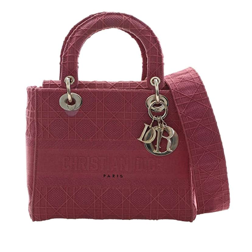 Dior Medium Canvas Cannage Lady D Lite Red Canvas Good condition - Front View