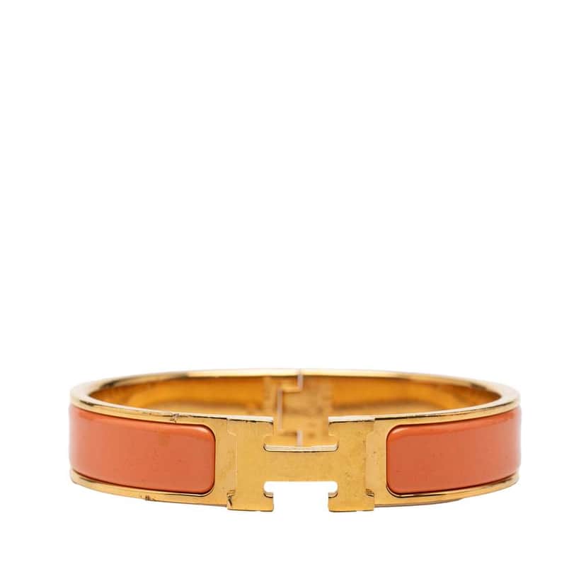 Hermès Narrow Enamel Clic H Bracelet PM Orange Very good condition - Front View