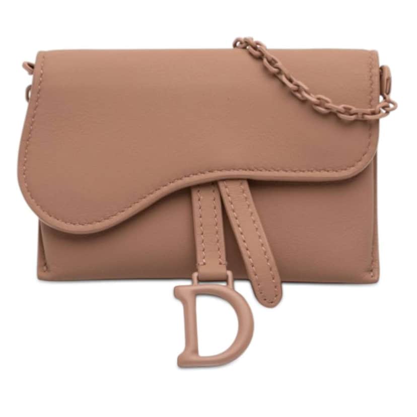 Dior Nano Ultra Matte Calfskin Saddle Chain Pouch Brown Leather Never worn - Front View