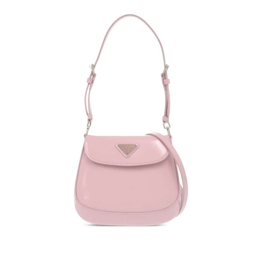 Prada Mini Brushed Leather Cleo Bag Pink Leather Never worn - Front View