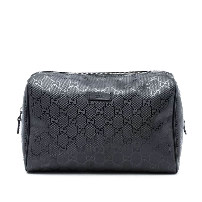 Gucci GG Imprime Cosmetic Pouch Black Canvas Very good condition - Front View