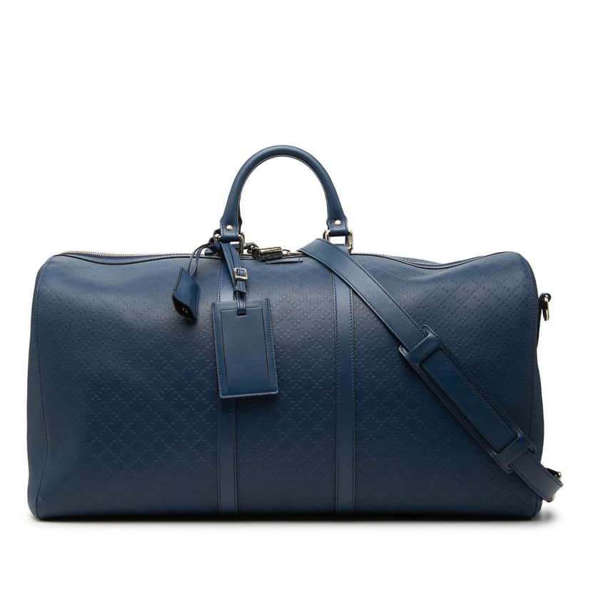 Gucci Large Diamante Bright Leather Carry On Duffle Bag Blue Leather Good condition - Front View