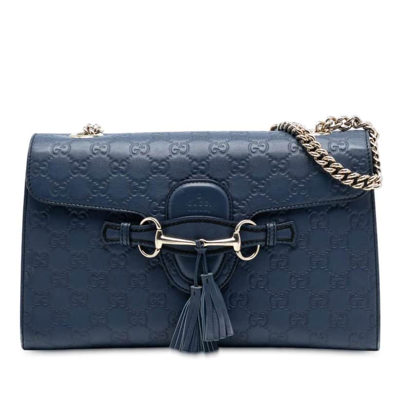 Gucci Medium Guccissima Emily Shoulder Bag Blue Leather Good condition - Front View
