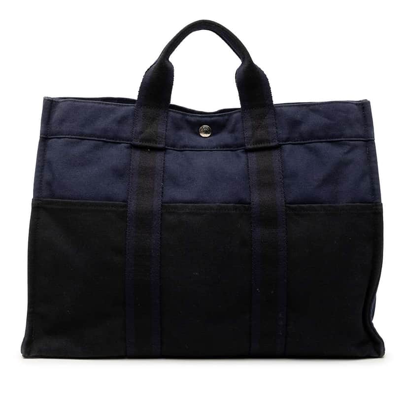 Hermès Bicolor Canvas Fourre Tout MM Black Canvas Good condition - Front View