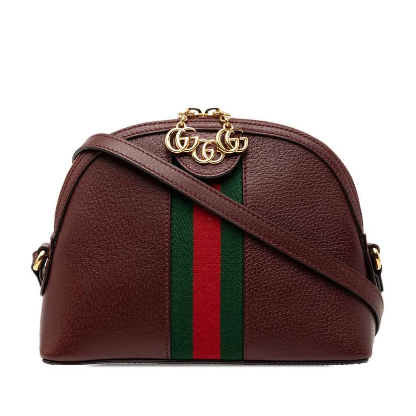 Gucci Small Calfskin Web Ophidia Dome Crossbody Red Leather Good condition - Front View