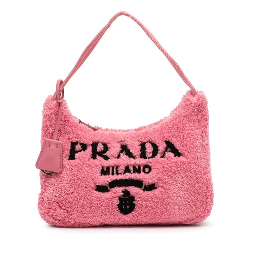 Prada Mini Terry Re Edition 2000 Shoulder Bag Pink Cotton Good condition - Front View