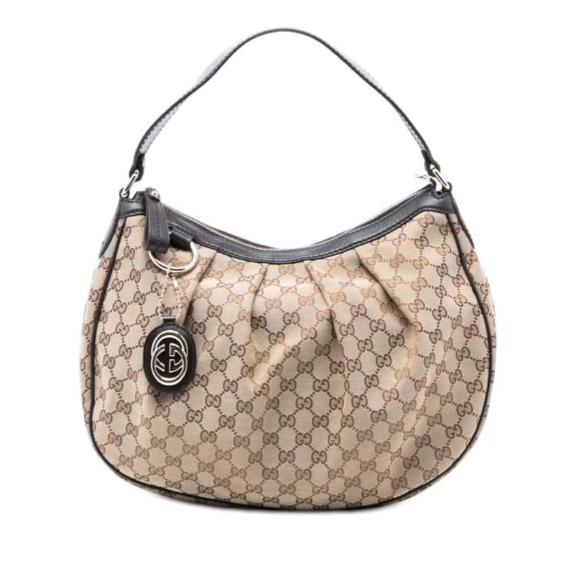 Gucci GG Canvas Sukey Shoulder Bag Beige Good condition - Front View