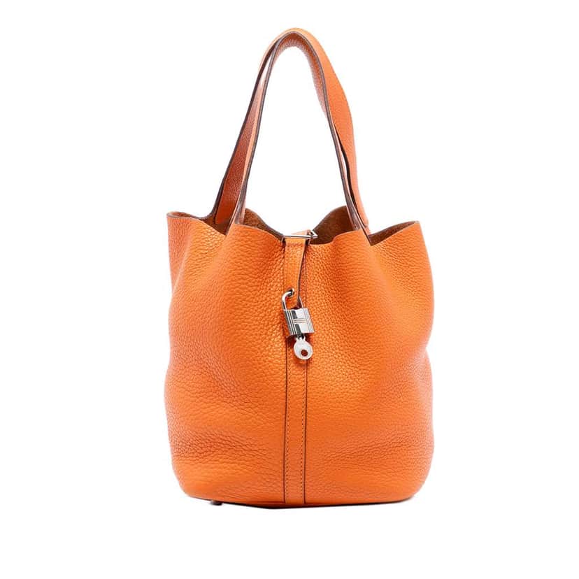Hermès Clemence Picotin Lock 22 Orange Leather Very good condition - Front View