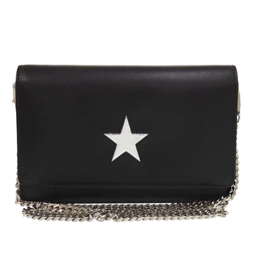 Givenchy Leather Pandora Star Wallet on Chain Black Leather Very good condition - Front View