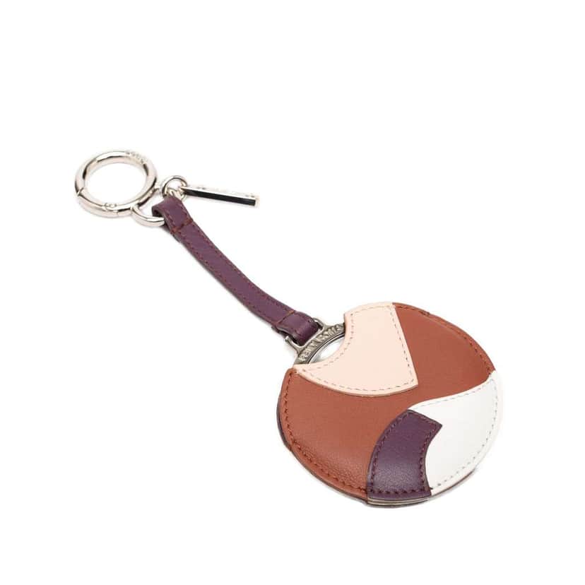 Fendi Silver Plated and Calfskin Compact Mirror Bag Charm Silver Metal Good condition - Front View
