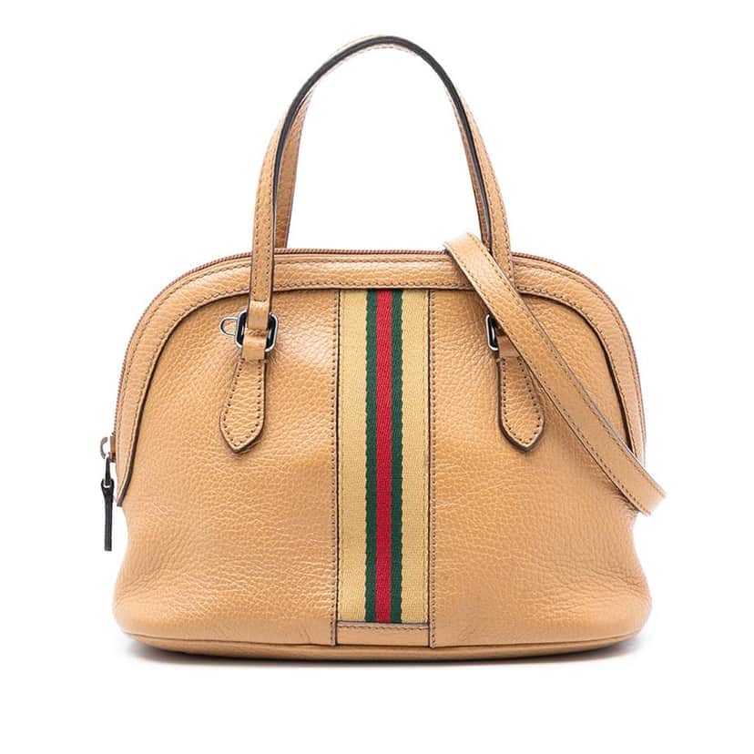 Gucci Mini Leather Web Dome Satchel Brown Leather Good condition - Front View