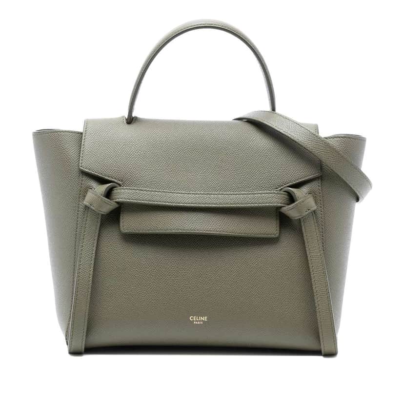 Celine Micro Grained Calfskin Belt Bag Green Leather Good condition - Front View