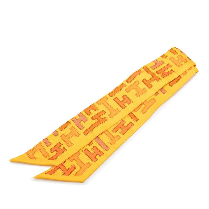 Hermès H Silk  Twilly Scarf Orange Silk Good condition - Front View