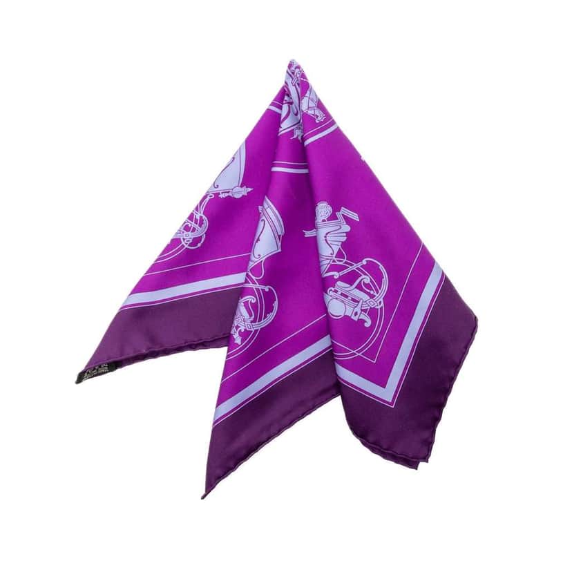 Hermès Ex-Libris Silk Scarf Purple Silk Good condition - Front View