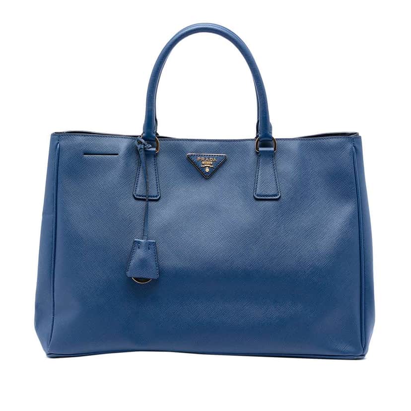 Prada Large Saffiano Lux Galleria Tote Blue Leather Good condition - Front View