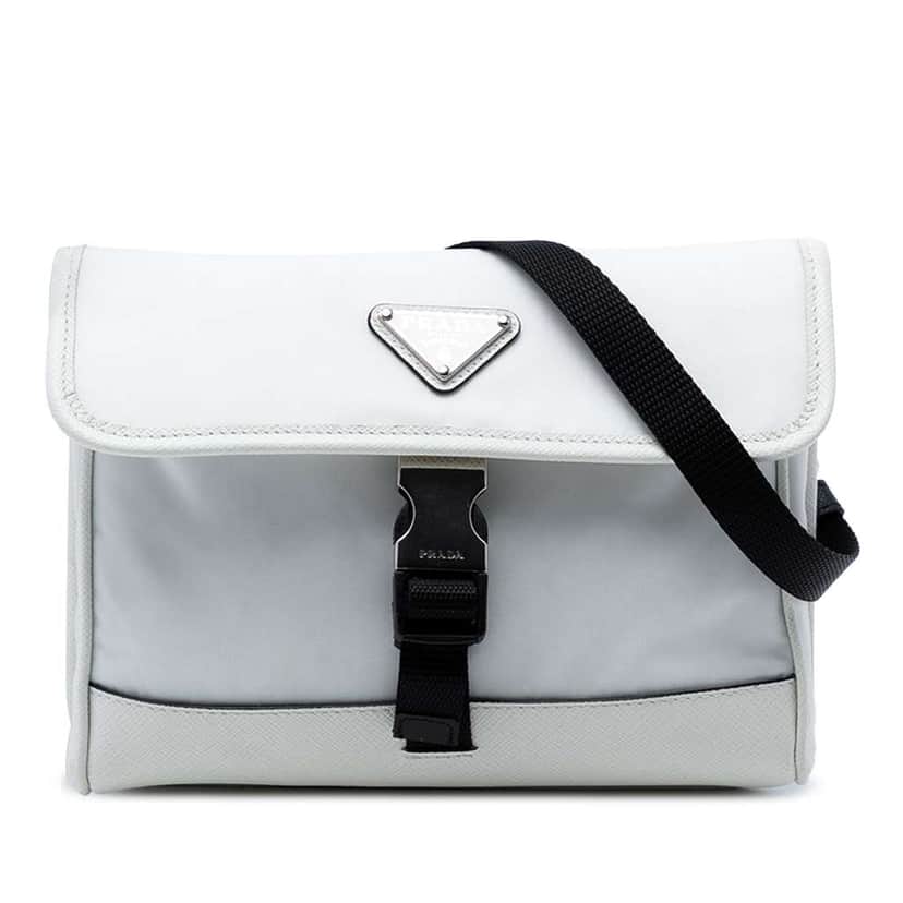 Prada Saffiano Trimmed Re Nylon Smartphone Case White Good condition - Front View