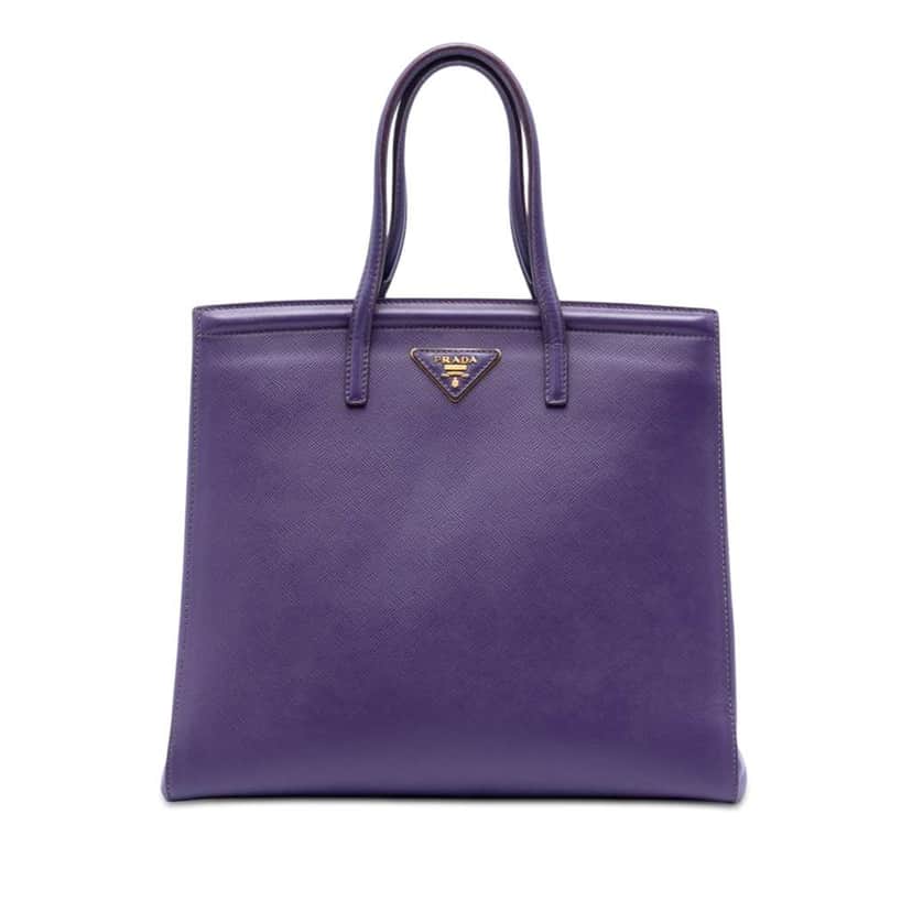Prada Saffiano Lux Parabole Satchel Purple Leather Good condition - Front View
