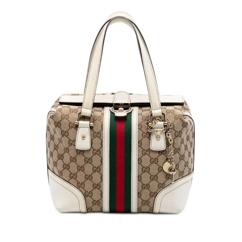 Gucci GG Canvas Web Treasure Handbag Beige Good condition - Front View