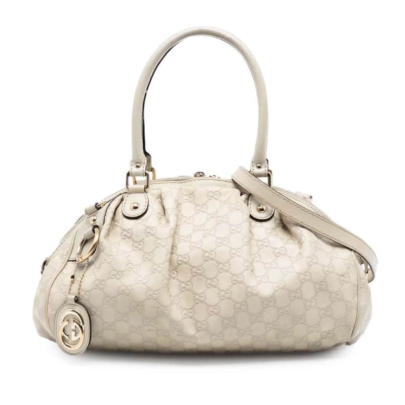 Gucci Guccissima Sukey Satchel White Leather Good condition - Front View