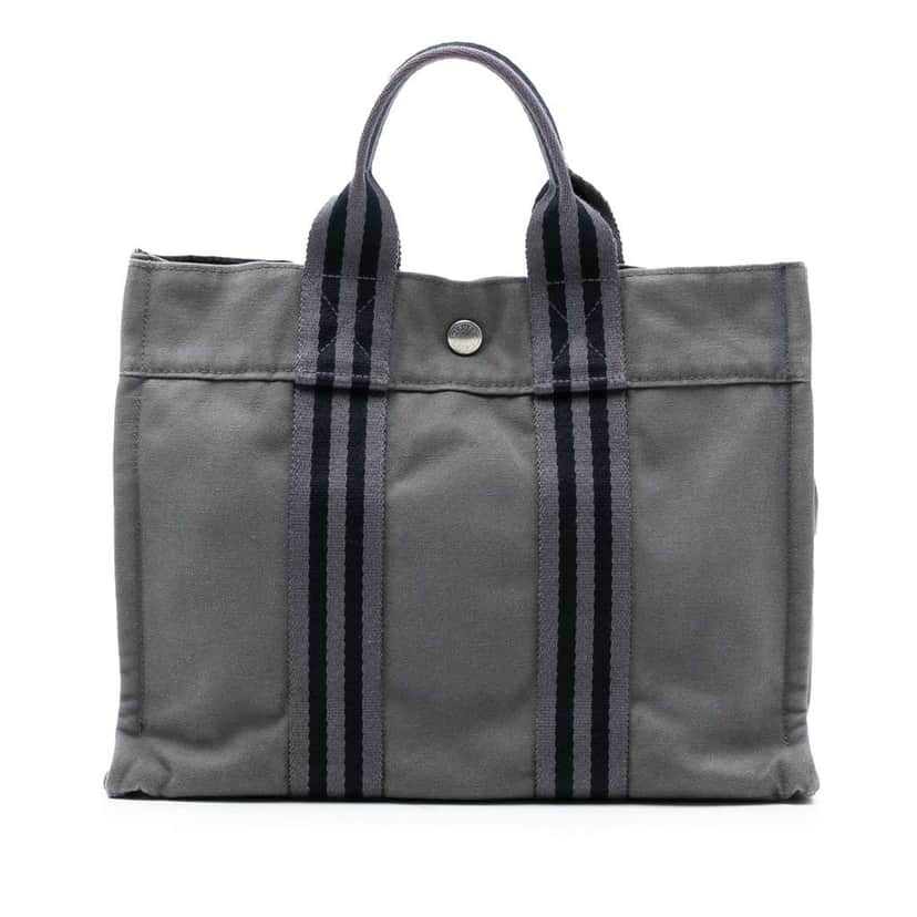 Hermès Canvas Fourre Tout PM Grey Canvas Good condition - Front View
