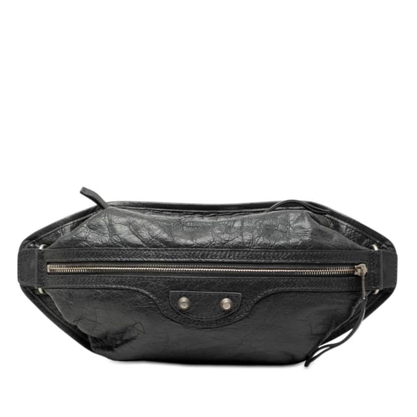 Balenciaga Lambskin Motocross Classic Neo Lift Belt Bag Black Leather Good condition - Front View