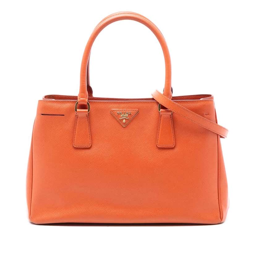 Prada Medium Saffiano Lux Galleria Satchel Orange Leather Good condition - Front View