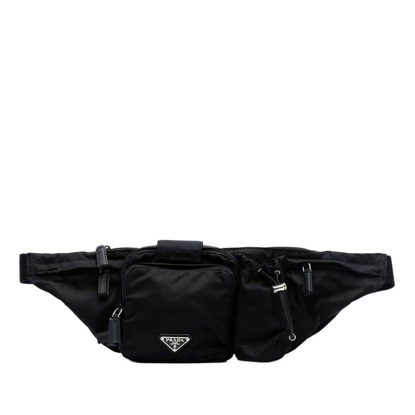Prada Tessuto Multi Pocket Belt Bag Black Good condition - Front View