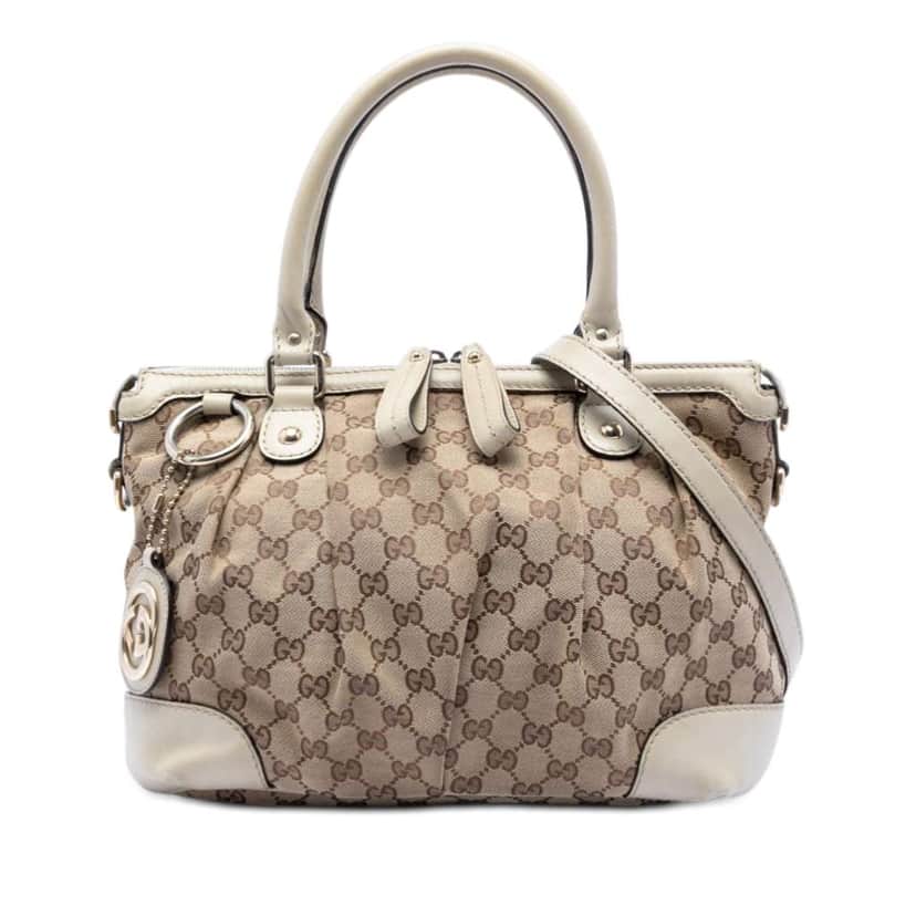 Gucci GG Canvas Sukey Satchel Beige Canvas Good condition - Front View