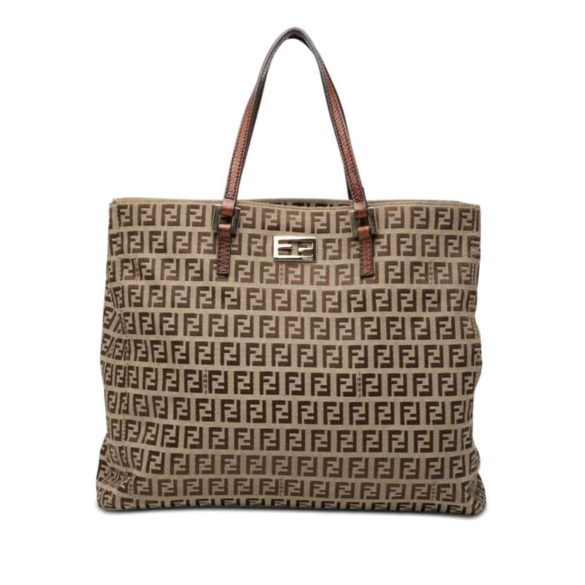 Fendi Zucchino Canvas Tote Beige Canvas Good condition - Front View