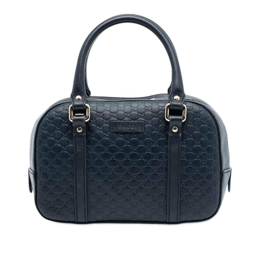 Gucci Small Microguccissima Bree Satchel Blue Leather Good condition - Front View