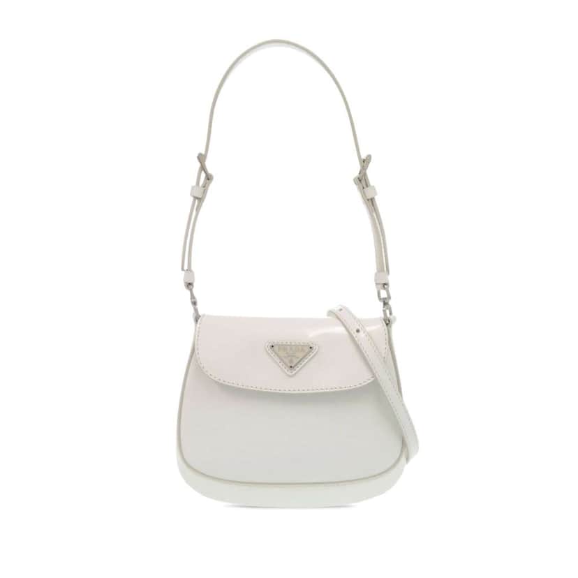 Prada Mini Brushed Leather Cleo Bag White Leather Very good condition - Front View