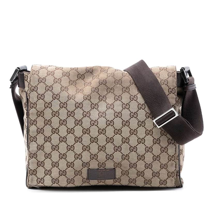 Gucci GG Canvas Messenger Bag Beige Good condition - Front View