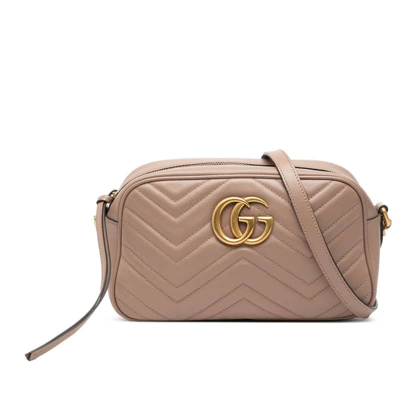 Gucci Small GG Marmont Matelasse Leather Crossbody Brown Leather Good condition - Front View