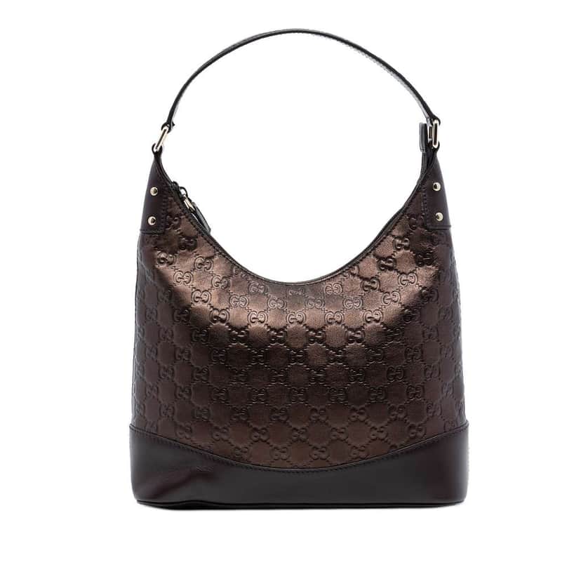 Gucci Metallic Guccissima Shoulder Bag Brown Leather Good condition - Front View