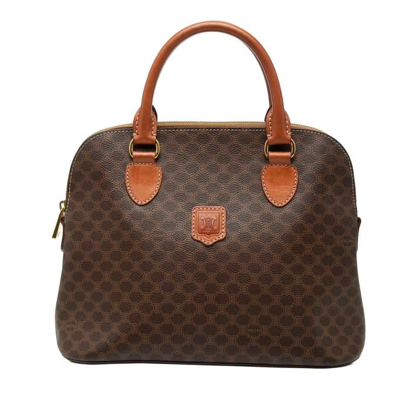 Celine Macadam Coated Canvas Dome Handbag Brown Canvas Fair condition - Front View