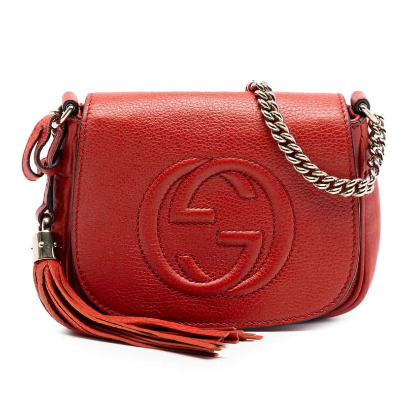 Gucci Small Leather Soho Chain Flap Crossbody Orange Leather Good condition - Front View