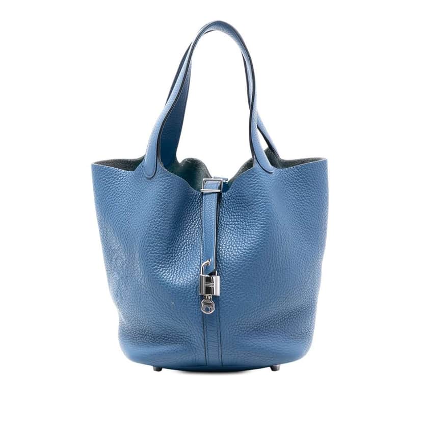 Hermès Clemence Picotin Lock 22 Blue Leather Very good condition - Front View