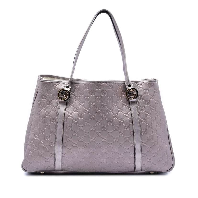 Gucci Large Metallic Guccissima Twins Tote Purple Leather Very good condition - Front View
