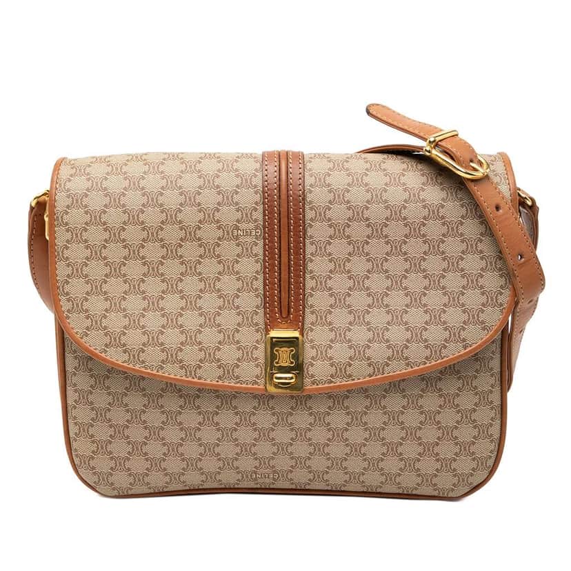 Celine Macadam Coated Canvas Crossbody Beige Canvas Fair condition - Front View