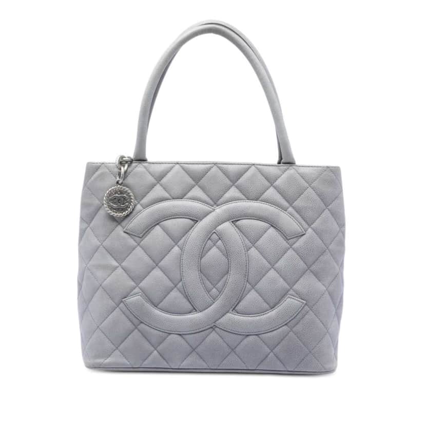 Chanel Caviar Medallion Tote Grey Leather Very good condition - Front View