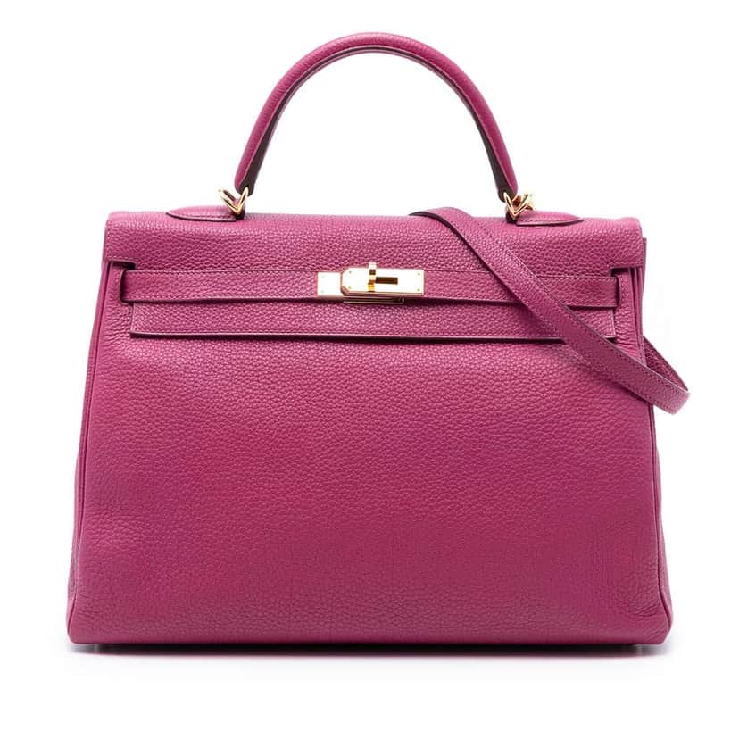 Hermès Togo Kelly II Retourne 35 Purple Leather Good condition - Front View