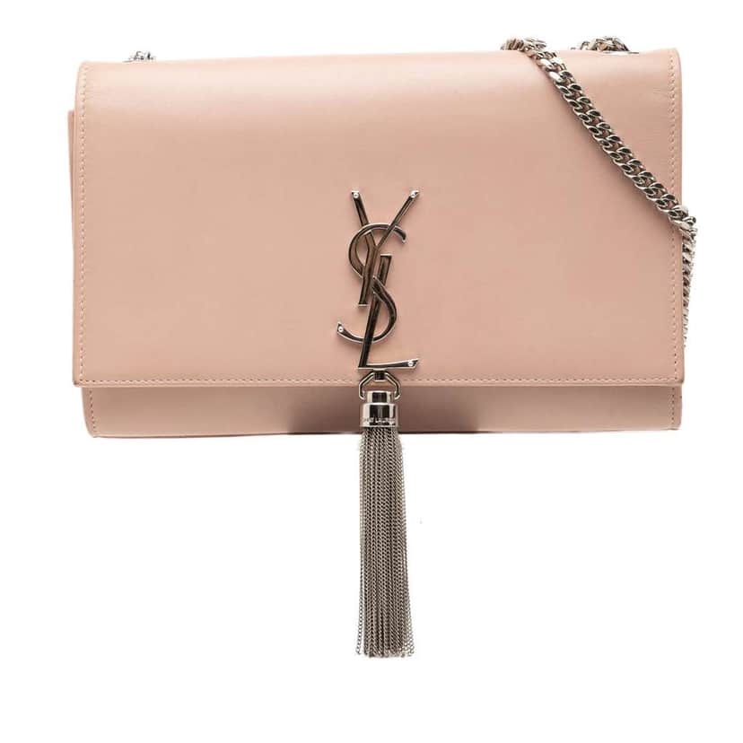 Saint Laurent Medium Smooth Calfskin Classic Monogram Kate Tassel Crossbody Pink Leather Good condition - Front View