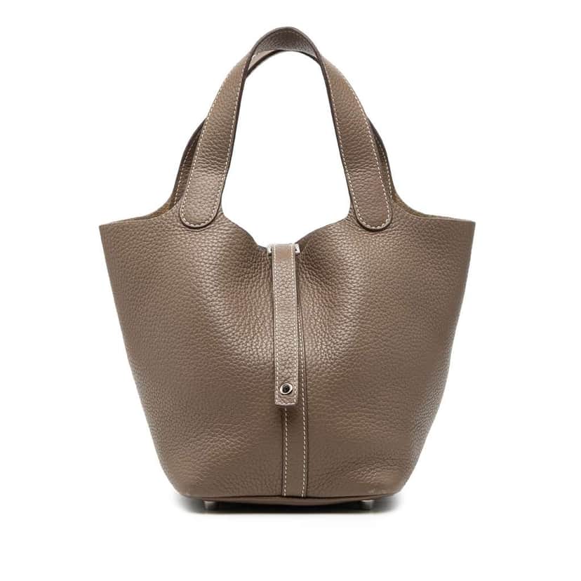 Hermès Clemence Picotin Lock 18 Brown Leather Good condition - Front View