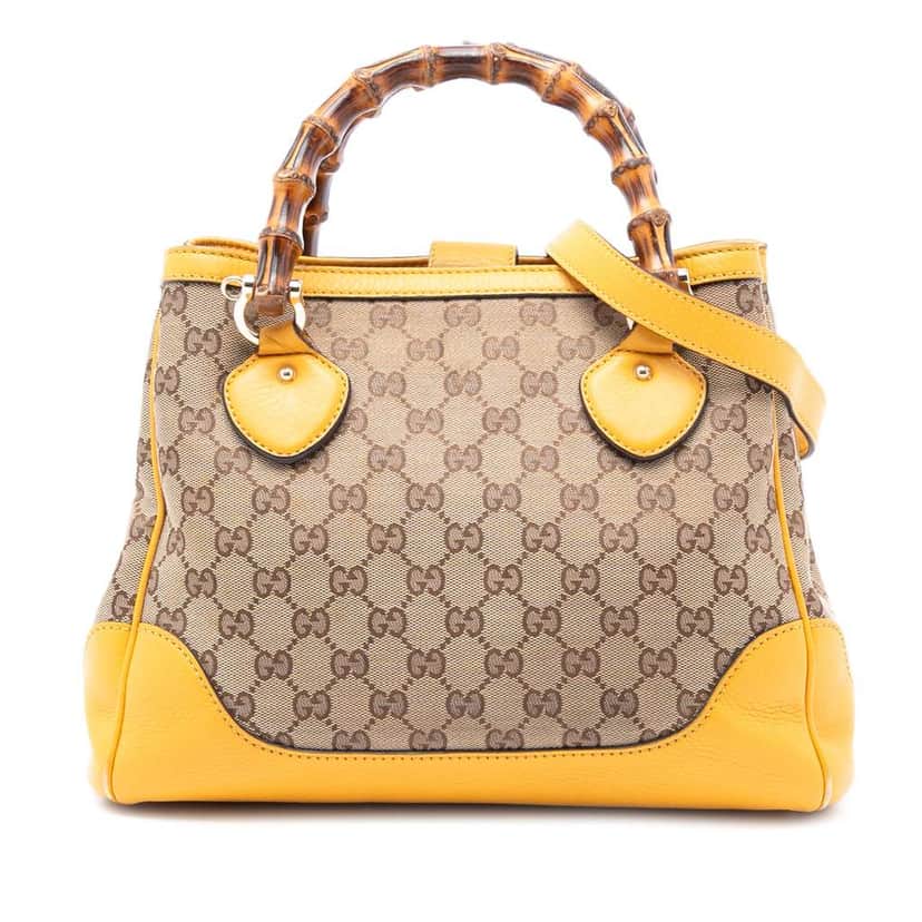 Gucci Small GG Canvas Diana Bamboo Top Handle Tote Beige Good condition - Front View
