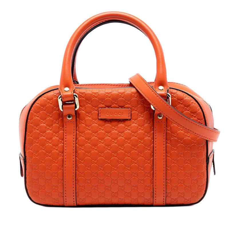 Gucci Small Microguccissima Bree Satchel Orange Leather Good condition - Front View
