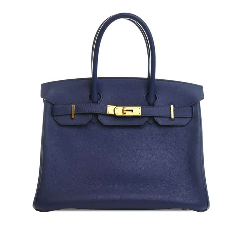 Hermès Evercolor Birkin Retourne 30 Blue Leather Good condition - Front View